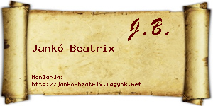 Jankó Beatrix névjegykártya